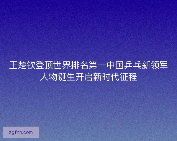 王楚钦登顶世界排名第一中国乒乓新领军人物诞生开启新时代征程