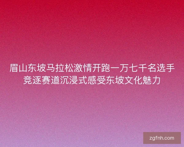 眉山东坡马拉松激情开跑一万七千名选手竞逐赛道沉浸式感受东坡文化魅力